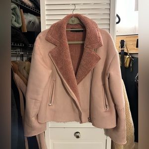 Faux suede/fur biker’s jacket.